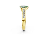 Yellow gold Fancy Green Pear  Solitaire Channel-Set Diamond Engagement Ring with Four-Prong Setting_34