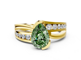 Yellow gold Fancy Green Pear  Solitaire Channel-Set Split Shank Ring with Tension Prong Setting_3