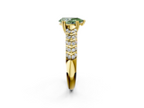 Yellow gold Fancy Green Pear  Solitaire Chevron Pave Diamond Engagement Ring with Six-Prong Setting_5
