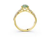Yellow gold Fancy Green Pear  Solitaire Chevron Pave Diamond Engagement Ring with Six-Prong Setting_6