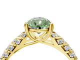 Yellow gold Fancy Green Pear  Solitaire Chevron Pave Diamond Engagement Ring with Six-Prong Setting_7