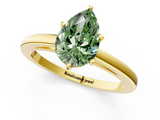 Yellow gold Fancy Green Pear  Solitaire Diamond Engagement Ring with Four-Prong Setting on a Classic Band_4