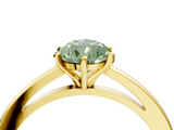 Yellow gold Fancy Green Pear  Solitaire Diamond Engagement Ring with Four-Prong Setting on a Classic Band_7
