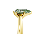 Yellow gold Fancy Green Pear  Solitaire Diamond Engagement Ring with Four-Prong Setting on a Classic Band_8