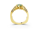 Yellow gold Fancy Green Pear  Solitaire Diamond Engagement Ring with Pave Band and Four-Prong Setting 4