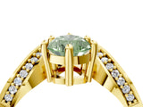 Yellow gold Fancy Green Pear  Solitaire Diamond Engagement Ring with Pave Band and Four-Prong Setting 5