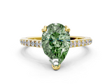 Yellow gold Fancy Green Pear  Solitaire Diamond Engagement Ring with Pave Band and Six-Prong Setting_19