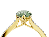 Yellow gold Fancy Green Pear  Solitaire Diamond Engagement Ring with Pave Band and Six-Prong Setting_23