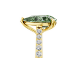 Yellow gold Fancy Green Pear  Solitaire Diamond Engagement Ring with Pave Band and Six-Prong Setting_24