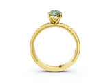 Yellow gold Fancy Green Pear  Solitaire Diamond Engagement Ring with XO Engraved Band and Four-Prong Setting 3