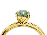 Yellow gold Fancy Green Pear  Solitaire Diamond Engagement Ring with XO Engraved Band and Four-Prong Setting 4