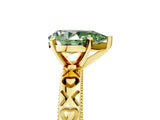 Yellow gold Fancy Green Pear  Solitaire Diamond Engagement Ring with XO Engraved Band and Four-Prong Setting 5