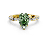 Yellow gold Fancy Green Pear  Solitaire Diamond Pavé Band with Four-Prong Setting_28