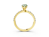 Yellow gold Fancy Green Pear  Solitaire Diamond Pavé Band with Four-Prong Setting_31