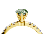 Yellow gold Fancy Green Pear  Solitaire Diamond Pavé Band with Four-Prong Setting_32