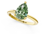 Yellow gold Fancy Green Pear  Solitaire Diamond Ring with 4-Prong Setting on a Classic Band_4
