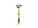 Yellow gold Fancy Green Pear  Solitaire Diamond Ring with Bamboo Band and Four-Prong Setting_57