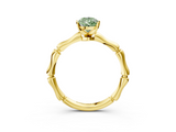 Yellow gold Fancy Green Pear  Solitaire Diamond Ring with Bamboo Band and Four-Prong Setting_58
