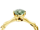 Yellow gold Fancy Green Pear  Solitaire Diamond Ring with Bamboo Band and Four-Prong Setting_59