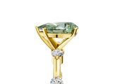 Yellow gold Fancy Green Pear  Solitaire Diamond Ring with Bezel Set Side Stones and Prong Setting_8