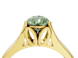Yellow gold Fancy Green Pear  Solitaire Diamond Ring with Cathedral Band and Four-Prong Setting_70