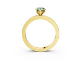 Yellow gold Fancy Green Pear  Solitaire Diamond Ring with Channel-Set Baguette Band and Four-Prong Setting_87