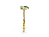 Yellow gold Fancy Green Pear  Solitaire Diamond Ring with Channel Set Band and Bezel Prong Setting_58