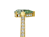 Yellow gold Fancy Green Pear  Solitaire Diamond Ring with Channel Set Band and Bezel Prong Setting_61