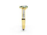 Yellow gold Fancy Green Pear  Solitaire Diamond Ring with Channel-Set Band and Four-Prong Setting_5