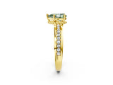 Yellow gold Fancy Green Pear  Solitaire Diamond Ring with Channel Set Band and Six-Prong Setting_50