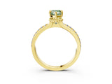 Yellow gold Fancy Green Pear  Solitaire Diamond Ring with Channel Set Band and Six-Prong Setting_51