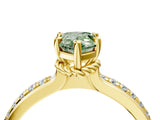 Yellow gold Fancy Green Pear  Solitaire Diamond Ring with Channel Set Band and Six-Prong Setting_52