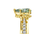 Yellow gold Fancy Green Pear  Solitaire Diamond Ring with Channel Set Band and Six-Prong Setting_53