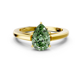 Yellow gold Fancy Green Pear  Solitaire Diamond Ring with Four-Prong Setting and Classic Band_3
