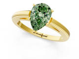 Yellow gold Fancy Green Pear  Solitaire Diamond Ring with Four-Prong Setting and Classic Band_4