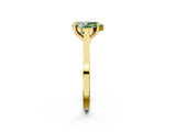 Yellow gold Fancy Green Pear  Solitaire Diamond Ring with Four-Prong Setting and Tapered Band 2