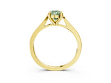 Yellow gold Fancy Green Pear  Solitaire Diamond Ring with Four-Prong Setting and Tapered Band 3