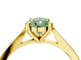 Yellow gold Fancy Green Pear  Solitaire Diamond Ring with Four-Prong Setting and Tapered Band 4