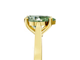 Yellow gold Fancy Green Pear  Solitaire Diamond Ring with Four-Prong Setting and Tapered Band 5
