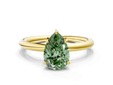 Yellow gold Fancy Green Pear  Solitaire Diamond Ring with Four-Prong Setting on a Plain Band_20