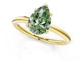 Yellow gold Fancy Green Pear  Solitaire Diamond Ring with Four-Prong Setting on a Plain Band_21