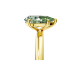 Yellow gold Fancy Green Pear  Solitaire Diamond Ring with Four-Prong Setting on a Plain Band_25