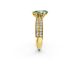 Yellow gold Fancy Green Pear  Solitaire Diamond Ring with Milgrain Pavé Band and Four-Prong Setting_22