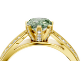 Yellow gold Fancy Green Pear  Solitaire Diamond Ring with Milgrain Pavé Band and Four-Prong Setting_24