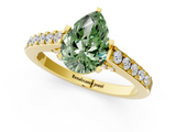 Yellow gold Fancy Green Pear  Solitaire Diamond Ring with Pavé Band and Four-Prong Setting_66