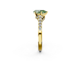 Yellow gold Fancy Green Pear  Solitaire Diamond Ring with Pavé Band and Four-Prong Setting_67