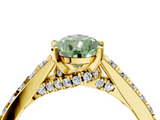 Yellow gold Fancy Green Pear  Solitaire Diamond Ring with Pavé Band and Four-Prong Setting_69