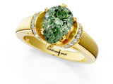 Yellow gold Fancy Green Pear  Solitaire Diamond Ring with Pave Band and Six-Prong Setting_32