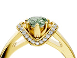 Yellow gold Fancy Green Pear  Solitaire Diamond Ring with Pave Band and Six-Prong Setting_35