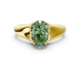 Yellow gold Fancy Green Pear  Solitaire Diamond Ring with Six-Prong Cathedral Setting_32
